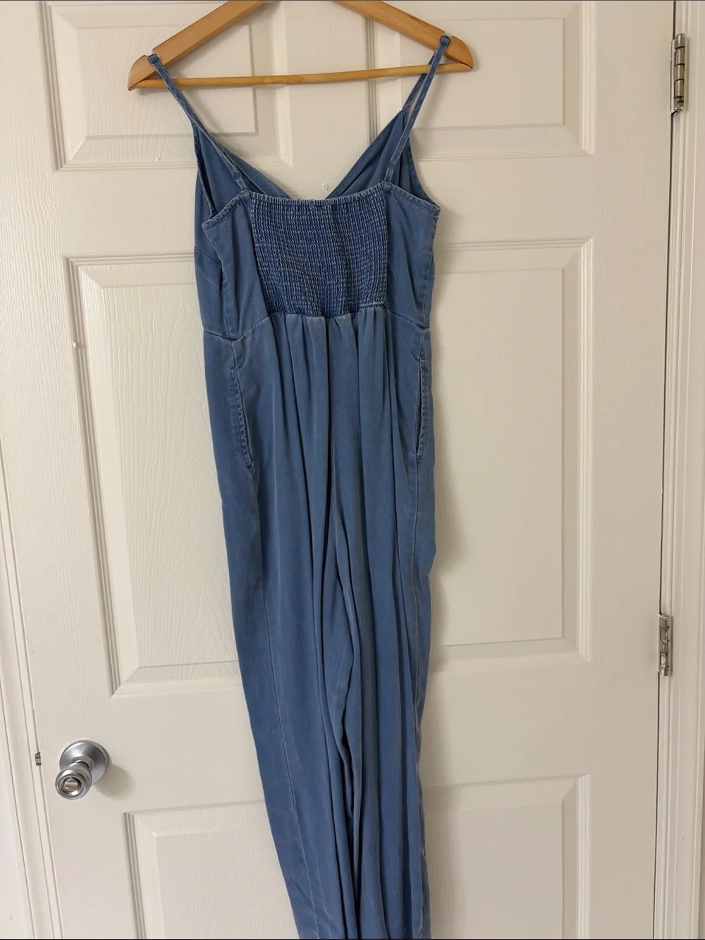 Old Navy Light Blue Tie-Front Spaghetti Strap Jumpsuit